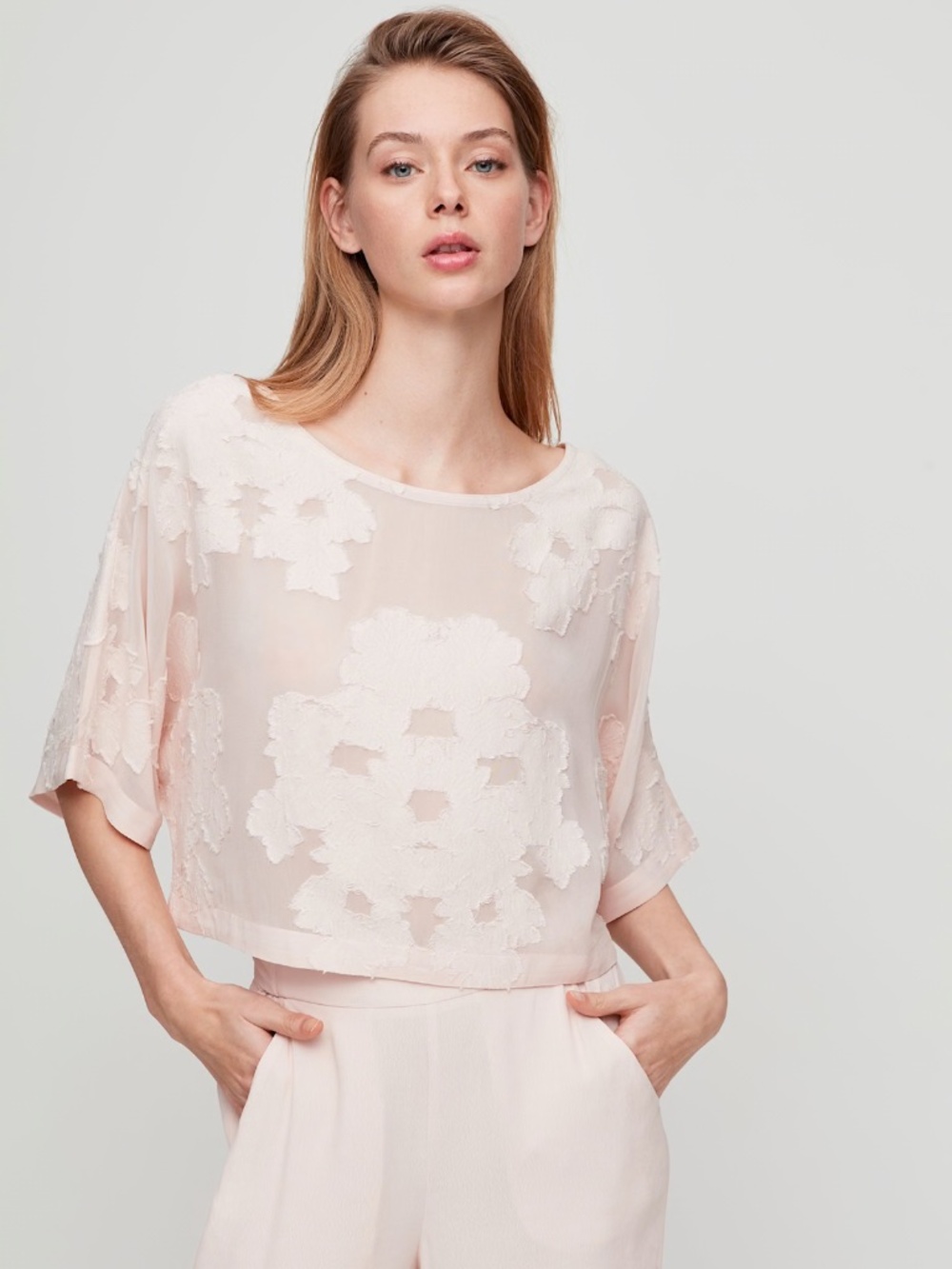 Aritzia Wilfred Blayze Tee, cropped floral blouse